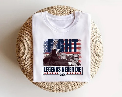 T-shirt Trump 2024 - Drapeau USA - Coton - Marque Silver Lake T-shirts - Neuf Avec étiquette