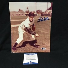 BOB FELLER CLEVELAND INDIANS HOF SIGNED AUTOGRAPH 8X10 PHOTO BAS BECKETT COA (b)