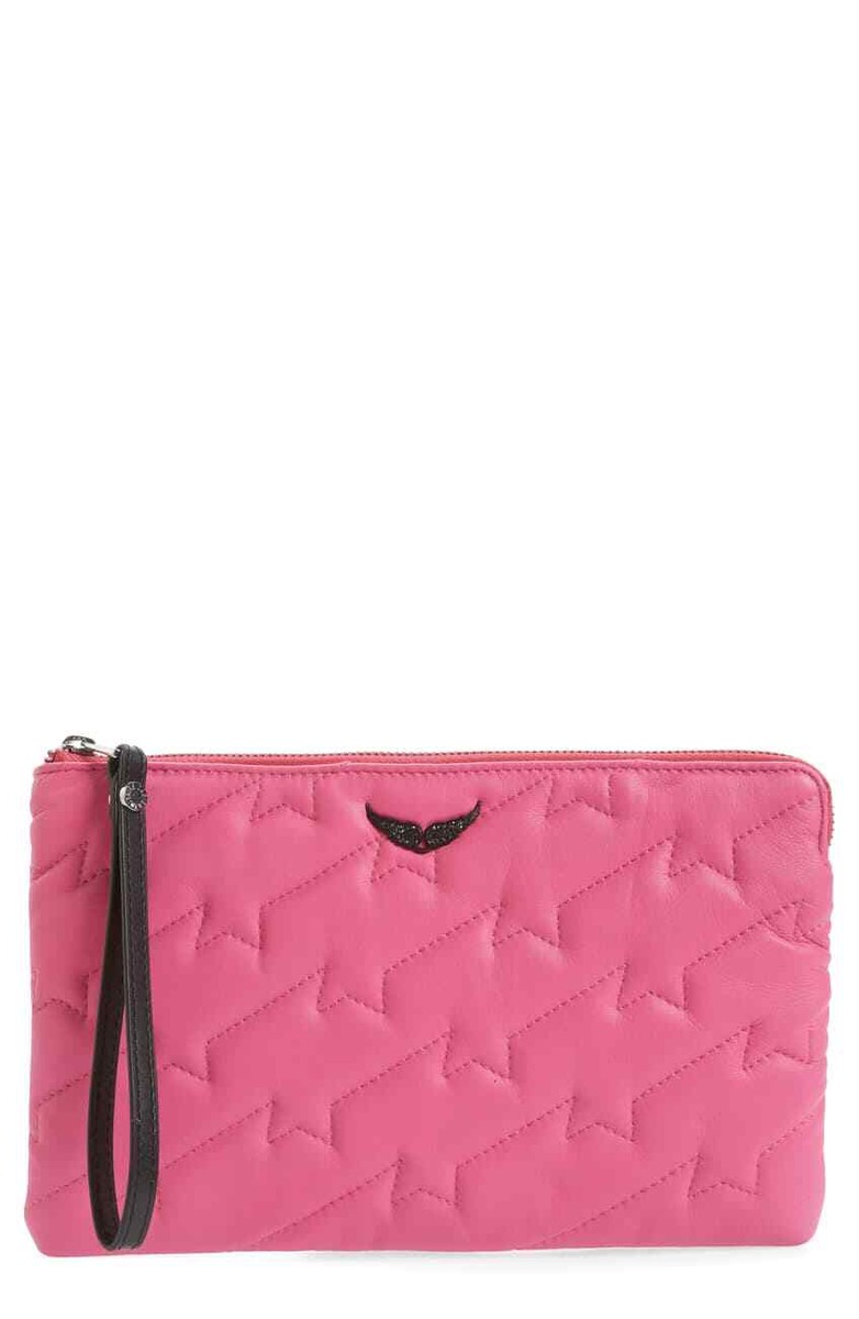 NEW ZADIG & VOLTER PINK UMA ZV QUILTED LEATHER ZIGZAG NEW ZADIG & VOLTER PINK UMA ZV QUILTED LEATHER ZIGZAG