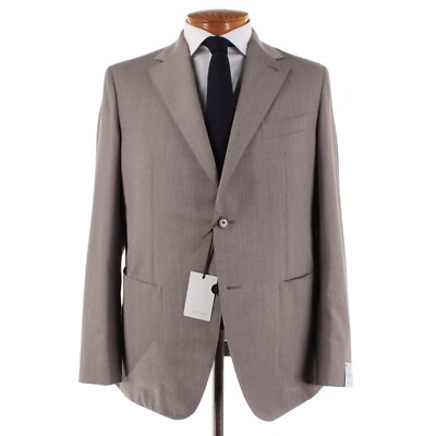 Caruso NWT 100% Wool Two Piece Suit Size 54R (44R US) Aida In Light Brown