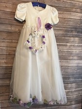 Kids Time USA Youth Flower Girl Dress Size 10 Party Wedding Gown White Purple