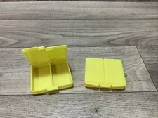 SET OF TWO Tupperware Stamps N Things #1863 Pill Box Container For Smalls Yellow