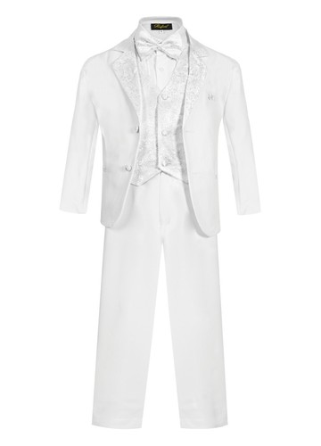 Boy's Suit Pants Vest Shirt Tie 5 Pcs Solid Soft Notch Lapel Formal BY021 - Picture 4 of 4
