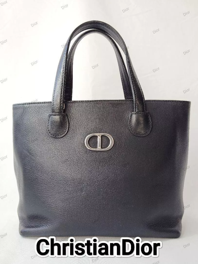 Sac bandoulière fourre tout femme Christian Dior 2 voies cuir noir occasion femme Japon !!!