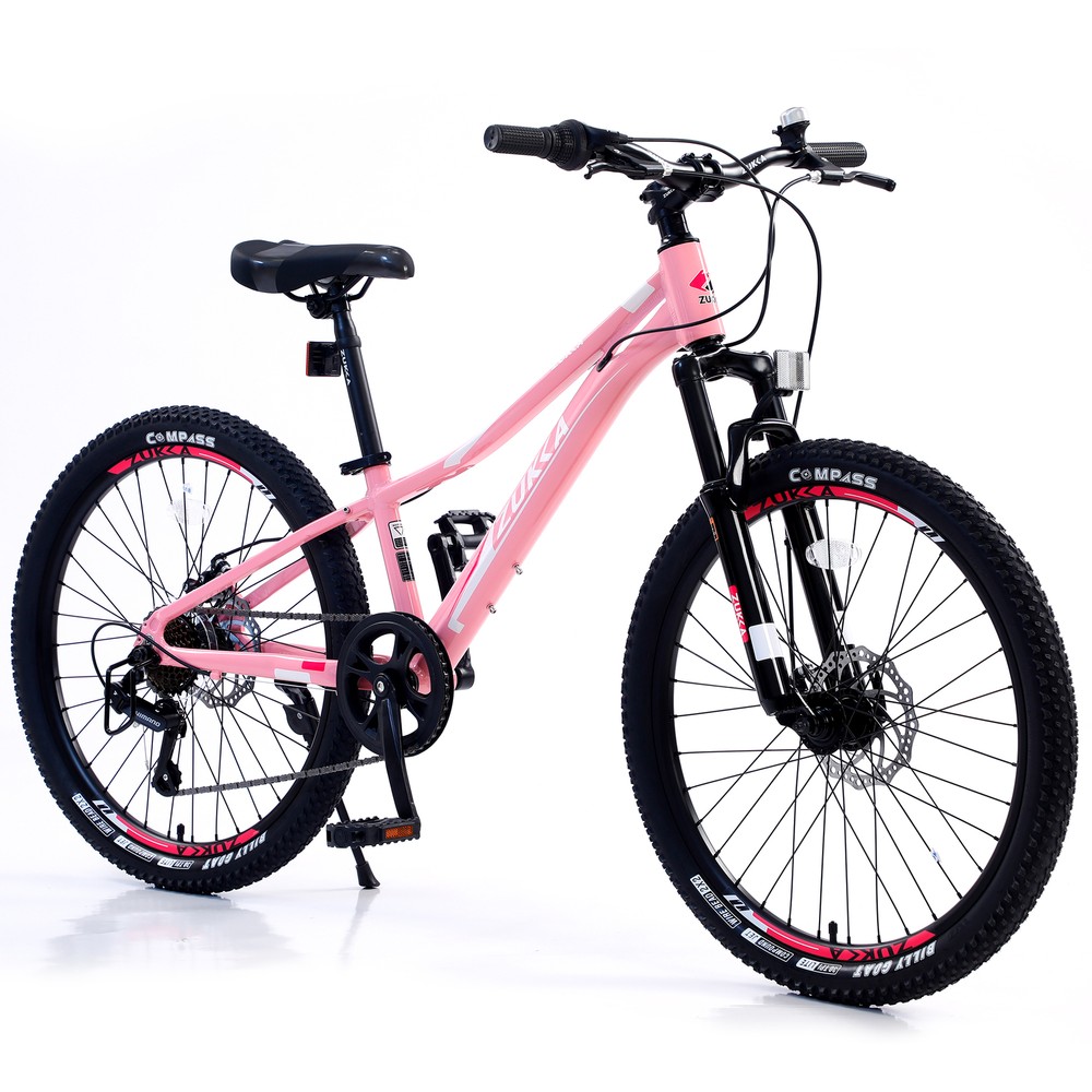 Mountain Bike 24" Shimano 7-Speed Dual Disc Brakes for 5-12 Years Old Girls Boys