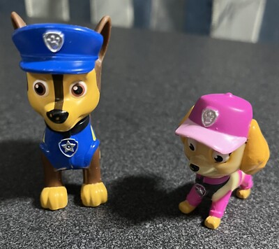 2 Paw Patrol Figures Toys Chase Height Is 2  1/2  & Skye Height Is 1  3/4 