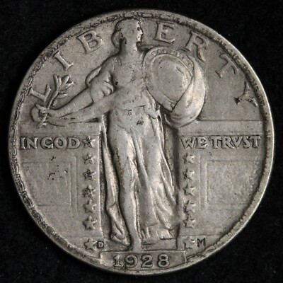 1928-D Standing Liberty Silver Quarter XF+ E260 AKCP