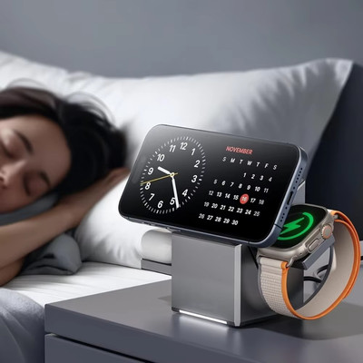 15W Qi2 3 in 1 Magnetic Quick Wireless Charge Station for iPhone Watch Earbuds 