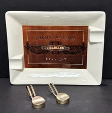 Tommy Bahama Cigar Club Stay Lit Ashtray 2 Places Holder with 2 Cigar Clips