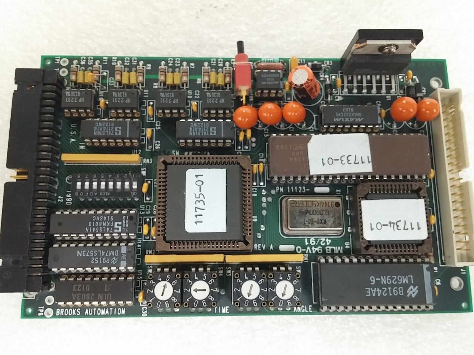 Brooks Automation pn 11123 PCB Assembly, Used with 3 programmed chips