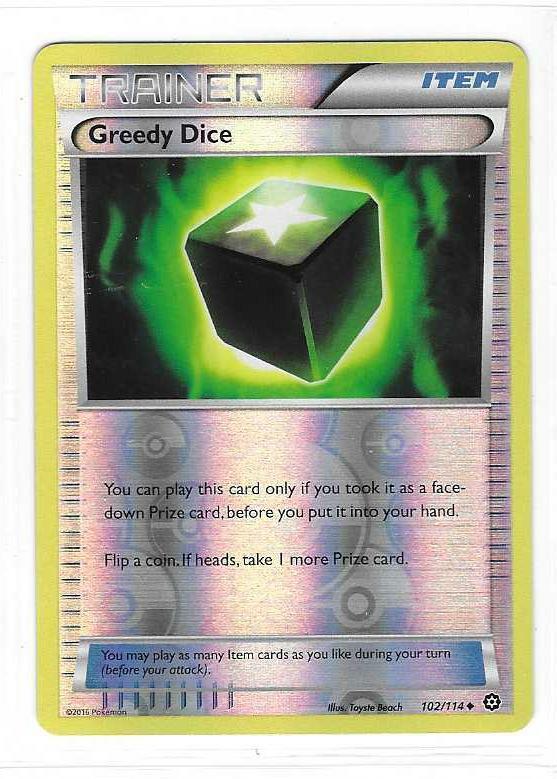 Pokemon --- GREEDY DICE --- XY Steam Siege! REVERSE HOLO! NM/Mint! 102/114