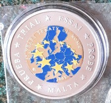 Medaille, Malta, 50 Years Treaty of Rome, 2 Euro Probe, M&uuml;nze