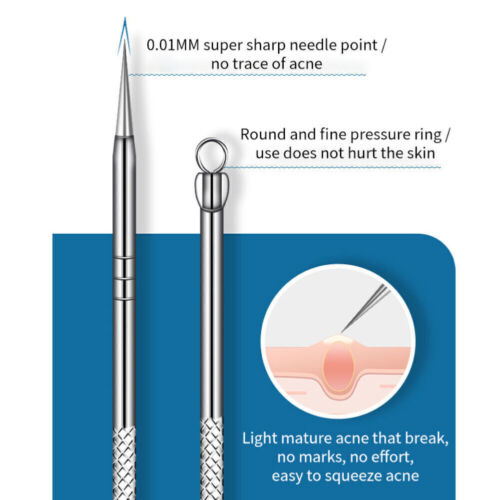 Acne Needle Kit Blackhead Remover Pimple Blemish Comedone Extractor Tweezer Tool - Picture 8 of 16