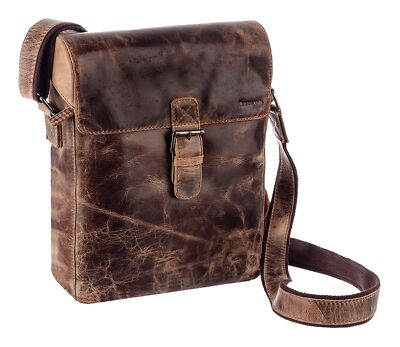 GreenLand Nature Montana Pelle Marrone - Borsa Tracolla Viaggio