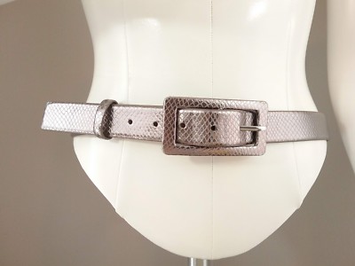 Talbots Snake Embossed Leather Covered Buckle Belt Pebbled Leather Snakeskin Belt | Talbots main image 2