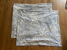 Vtg Lauren Ralph Blue Ivory Distressed Color Set of 2 Standard Shams
