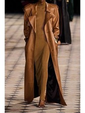 SAINT LAURENT  Long Leather Trench Coat Size 38