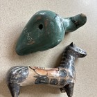 Mexican Tonala Pottery Bird/Horse Figures Lot of 2 Handpainted Floral Folk VTG — photo 5