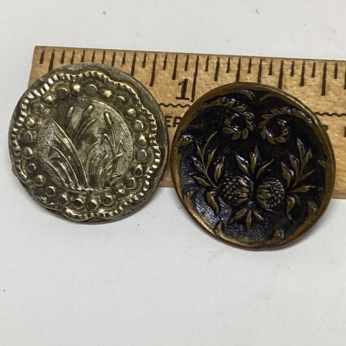 6 Victorian Era Buttons Brass, Glass, Approx. 20mm #177 - 第 8/9 張圖片