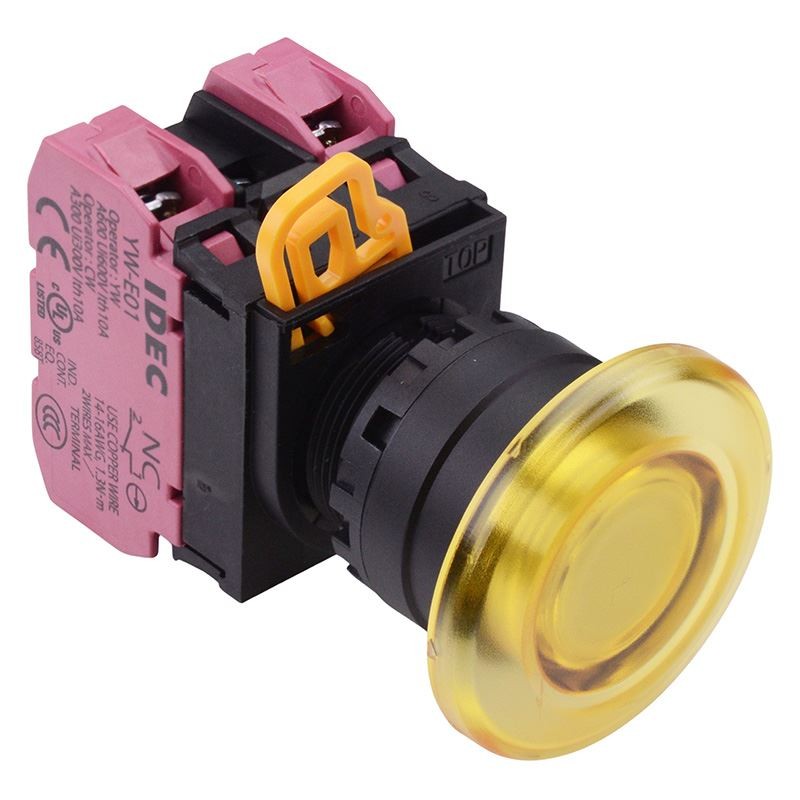 IDEC Red 24V illuminated 22mm Mushroom Momentary Push Button Switch NO IP65