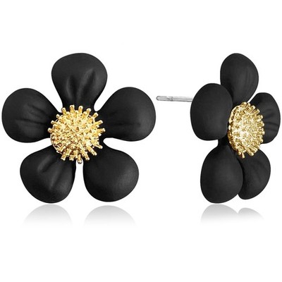 Bohemian Tiny Daisy Flower Dangle Drop Earrings Boho Matte Painted Metal Fl - 01