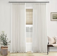 Pinch Pleated Linen Curtains 108 Inches Long for Living Room 2 Panels Set Cre...
