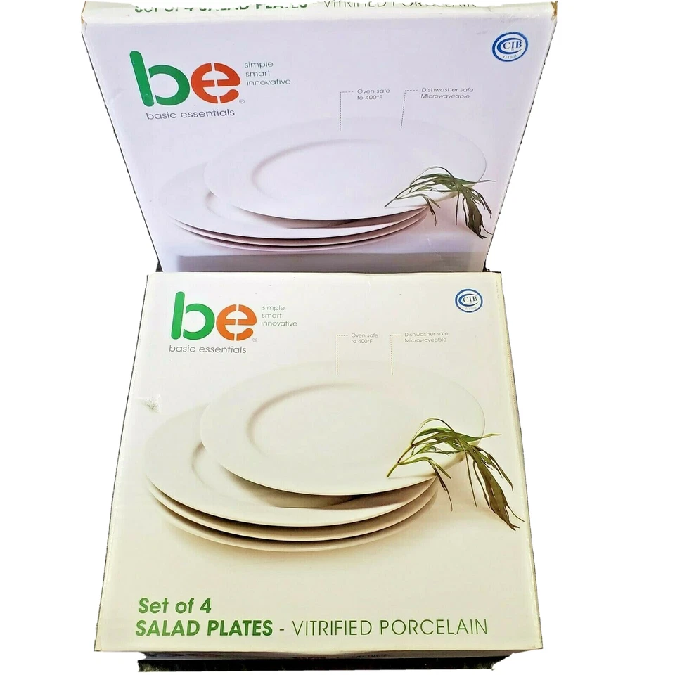 Juego básico esencial de 4 platos de ensalada blanca porcelana vitrificada artículos de restaurante Foto 2 de 4