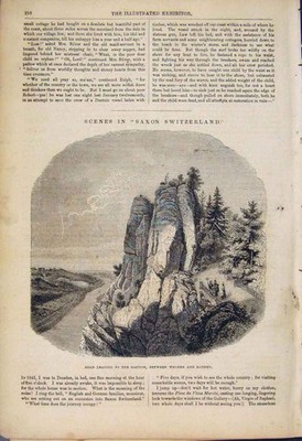 Original alte antike Druckszenen Sächsische Schweiz Bastion Straße Bastion um 1852