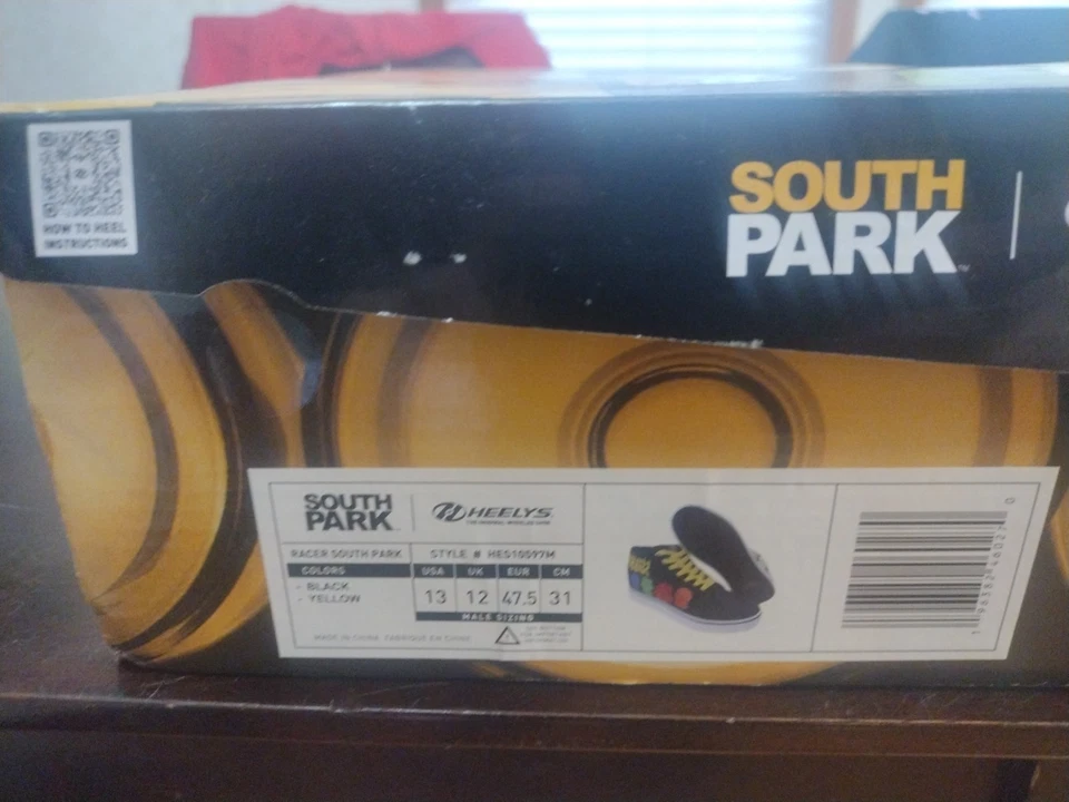 South Park Heelys Hombre Talla 13 Corredor Negro y Amarillo con Ruedas Nuevo con Caja Foto 3 de 4