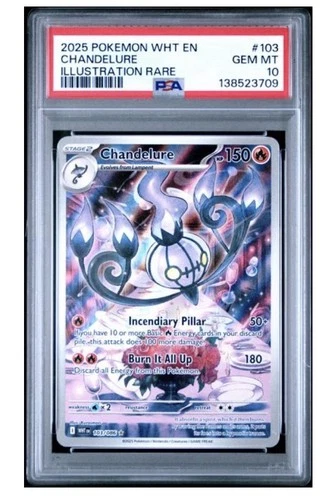 2025 POKEMON WHT EN-WHITE FLARE ILLUSTRATION RARE #103 CHANDELURE PSA 10