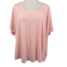 Terra  Sky Womens 3X V-Neck T-Shirt Short Sleeve Cotton Modal Relaxed Tee
