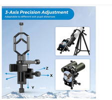 APEXEL CNC Aluminum 3-Axis Telescope Phone Adapter, XYZ-Axis High-Precision P...