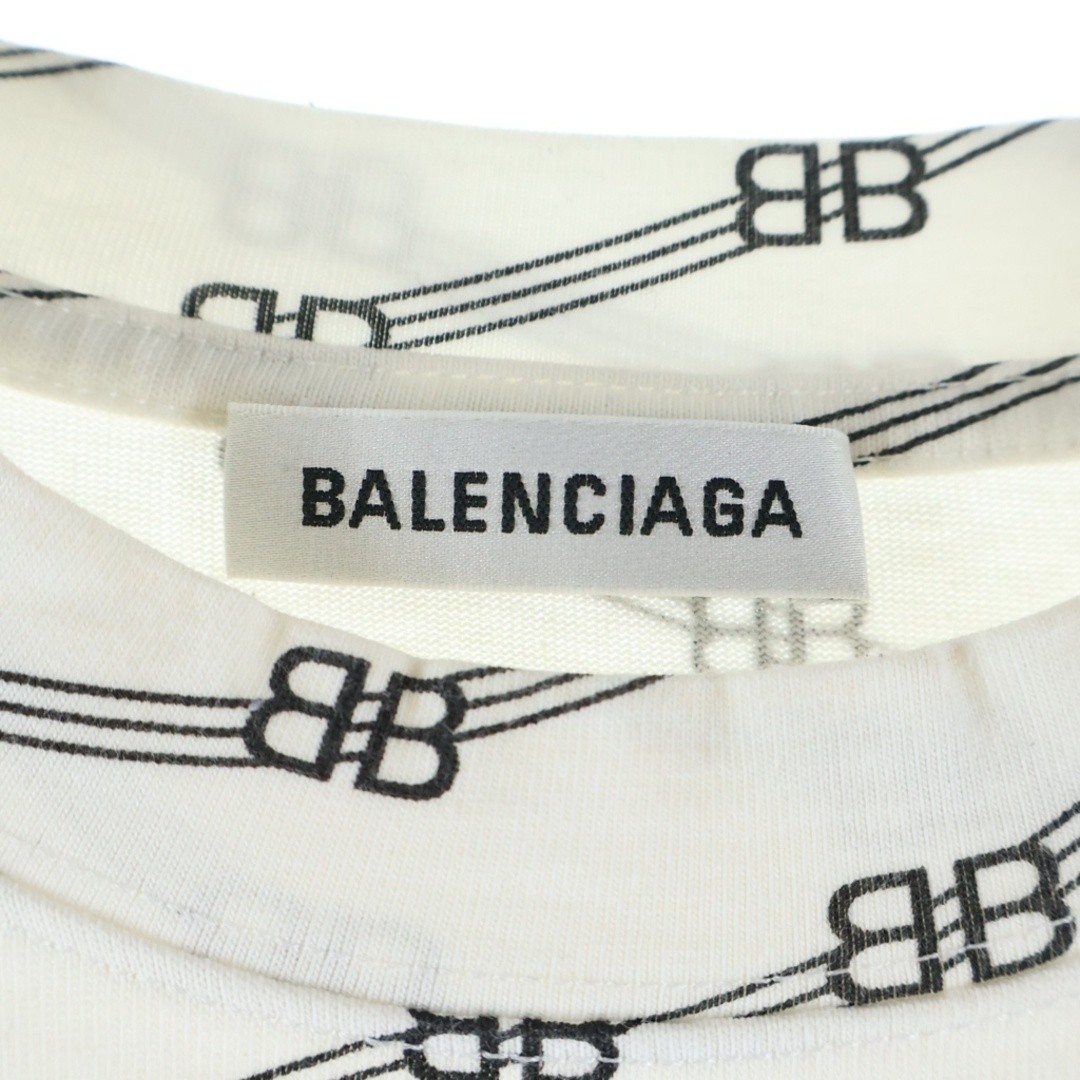 BALENCIAGA BB Logo Total Pattern Crew Neck Short Sleeve T-shirt White Used 4c364 image 6