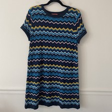Missoni for Target Chevron Knit Shift Tunic Dress Blue Size L Retro Artsy Boho