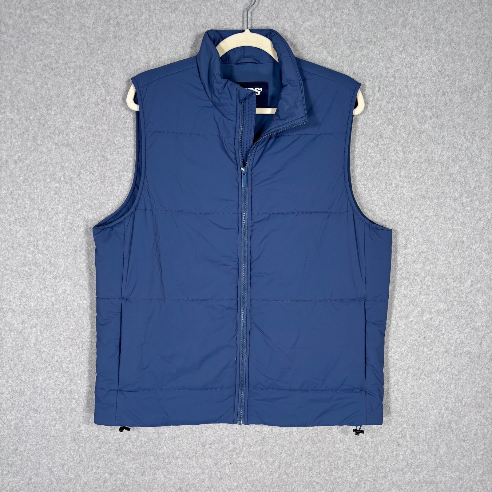 Lands End Puffer Vest Size M Blue Insulated Nylon Packable Pockets Full Zip