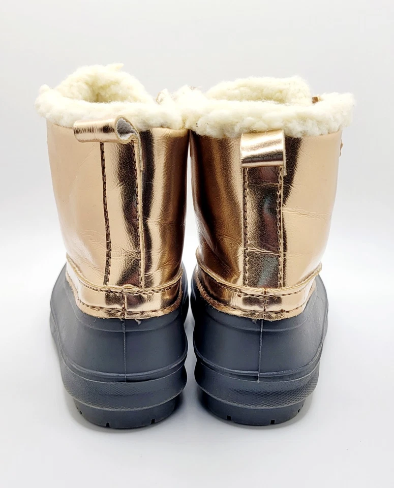Botas Gymboree Niño Pequeño Talla 5 Sherpa Forradas Oro Rosa Brillante Nieve Lluvia Pato Foto 4 de 4