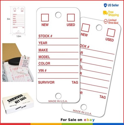 Poly Key Tags with Rings and Pens 500 per Box White Waterproof Heavy Duty