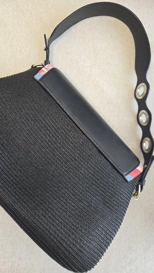 Сумка наплечная EMILIO PUCCI соломенная искусственная кожа черная многоцветная - Изображение 4 из 4