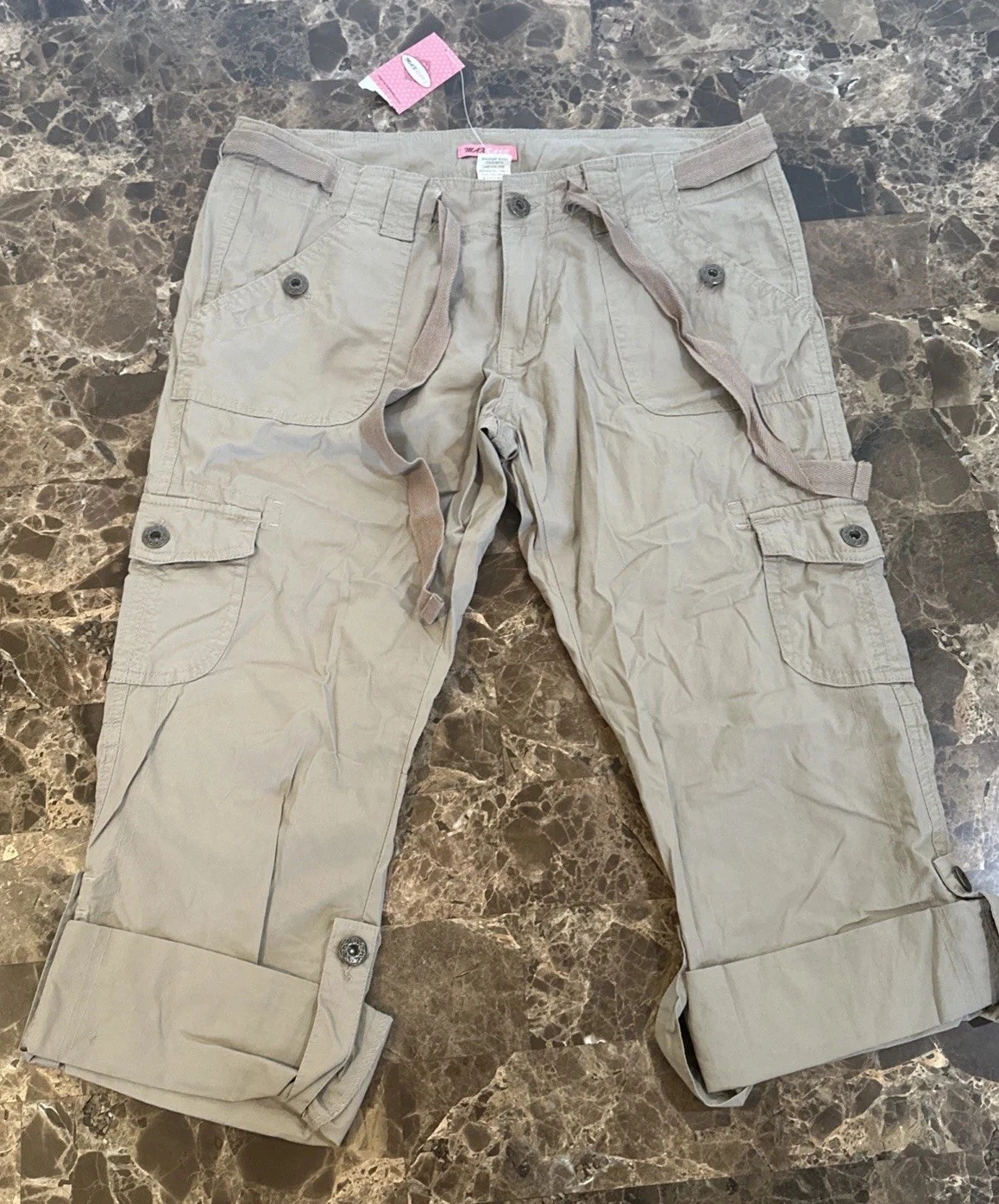 vintage early 2000s military grunge capri pants army skater streetwear Sz 7 NWT