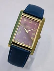Vintage Style Seiko Slim Quartz Red Roman Dial Japanese Wristwatch for Men