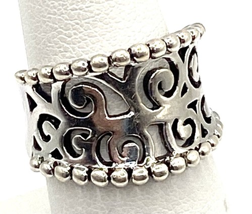 Sterling Silver / 925 Lace Ornate Band Ring Size 7 - Picture 2 of 9