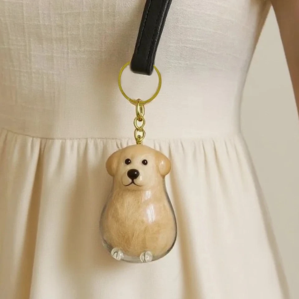 Llavero de recuerdo de pelo de mascota para amantes de los perros lindo diseño animal colgante de almacenamiento Foto 4 de 4