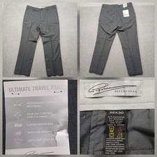 Greg Norman Travel Pants Men's 38x30 Gray Stretch Microfiber NWT