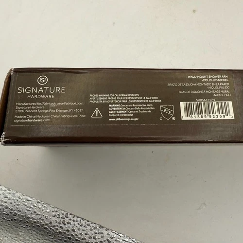 Signature Hardware SHRSA123PN 12" Rain Shower Arm ONLY (NO FLANGE) Polished Nick - Picture 4 of 6