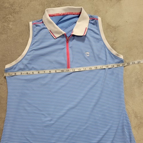 Peter Millar Mujer Azul Rayas Sin Mangas Quater Cremallera Talla XL - Imagen 4 de 10