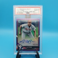 2018 Bowman Chrome Draft Pick Purple Refractor /250 Alec Bohm Auto PSA 10 GEM MT