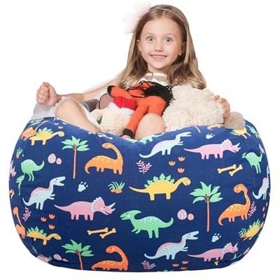  Stuffed Animal Storage Bean Bag Chair Cover for Kids | X-Large Dinosaur