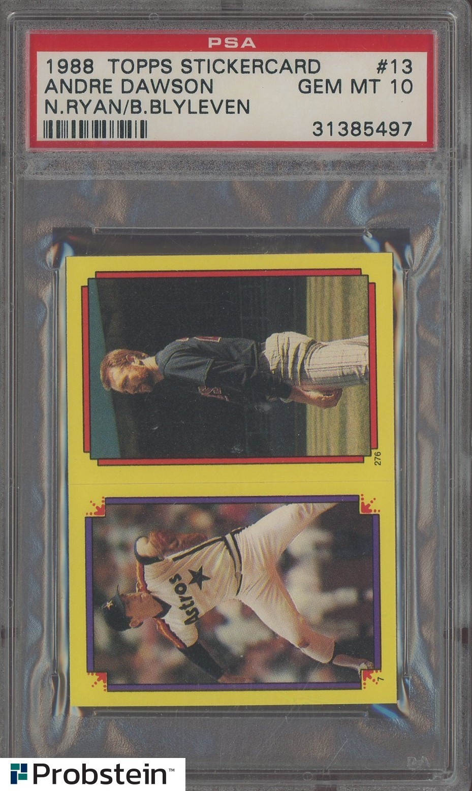 1988 Topps Stickercard #13 Bert Blyleven Nolan Ryan Andre Dawson HOF PSA 10