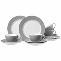 Ritzenhoff & Breker Doppio Kaffeeservice 12-Tlg. Geschirrset Rund Porzellan Grau