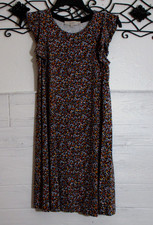 Loft Women's Knit Dress Size PS Short Sleeve Multicolored Floral Round Neck